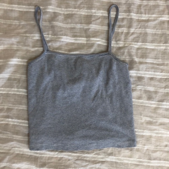Brandy Melville Tops - Blue and white cropped spaghetti strap